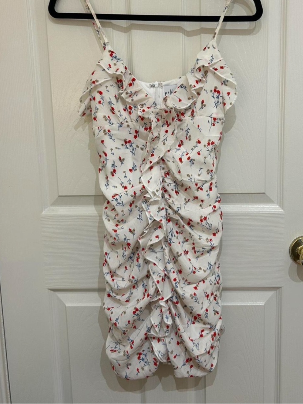Princess Polly White Mini Dress with Red & Blue Floral Print